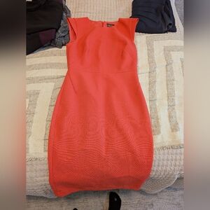 RW&CO. Vibrant Red Textured Midi Dress